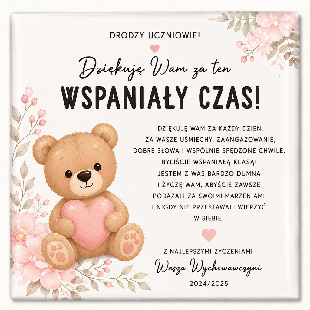Personalizowany magnes z podziękowaniem dla uczniów